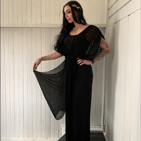 Dresses & Skirts - Black Maxi Grecian Crepe Dress